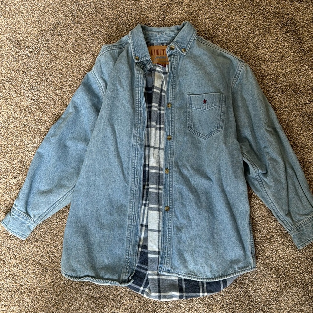 Vintage Limited Jeans denim flannel lined long sleeve shirt/jacket Size 8